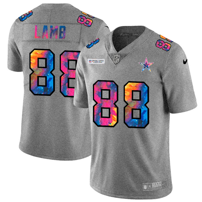NFL Dallas Cowboys #88 CeeDee Lamb Men Nike MultiColor 2020  Crucial Catch  Jersey Grey->dallas cowboys->NFL Jersey
